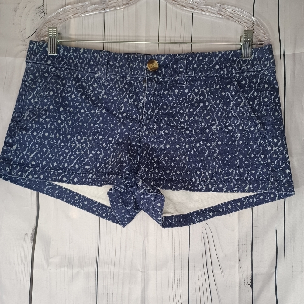 American Eagle Outfitters Stretch Shortie Blue Patterned Boho Casual Shorts